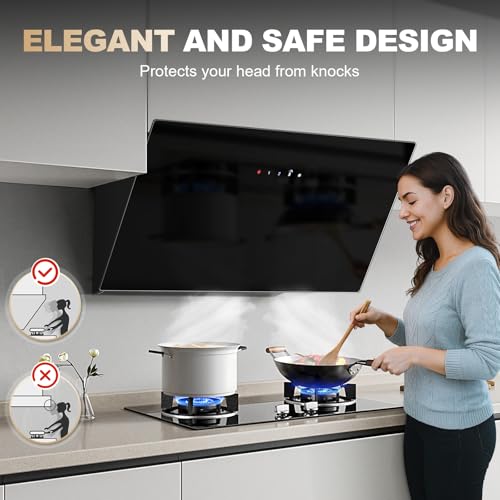 Detalle 2 de TopStrong Cooker Hood 60cm: Wall-Mounted, A+++ Black Extractor with 450 m³/h, Touch Control and 3 Speed + Booster