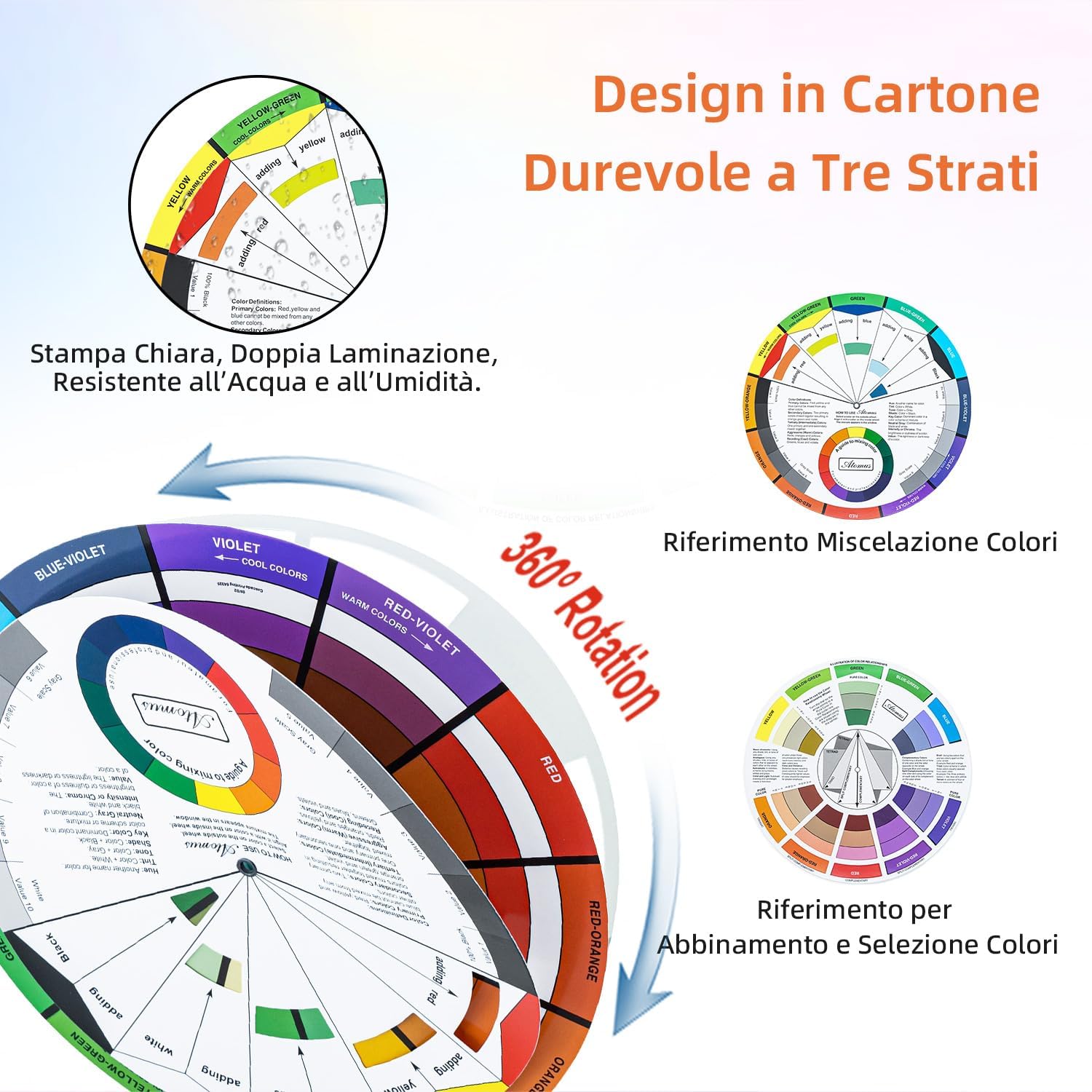 Thumbnail 3 de Tolesum 3 ruote dei colori (3 pz) per miscelazione vernice, aerografo, tatuaggio e trucco