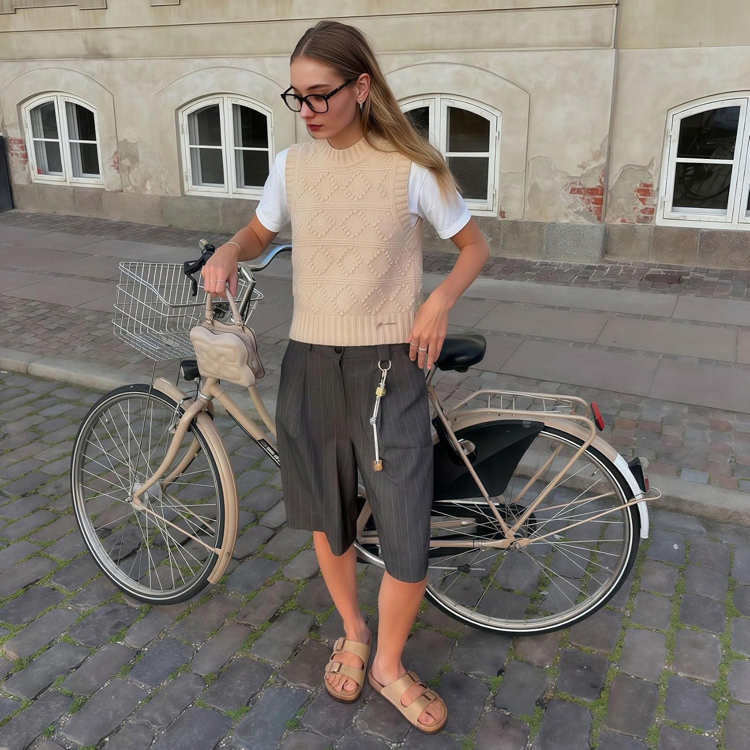 Detalle 2 de FITORY Damen Pantoletten mit Kork-Fußbett – Verstellbare Riemen, Leder, bequeme Sommerschlappen