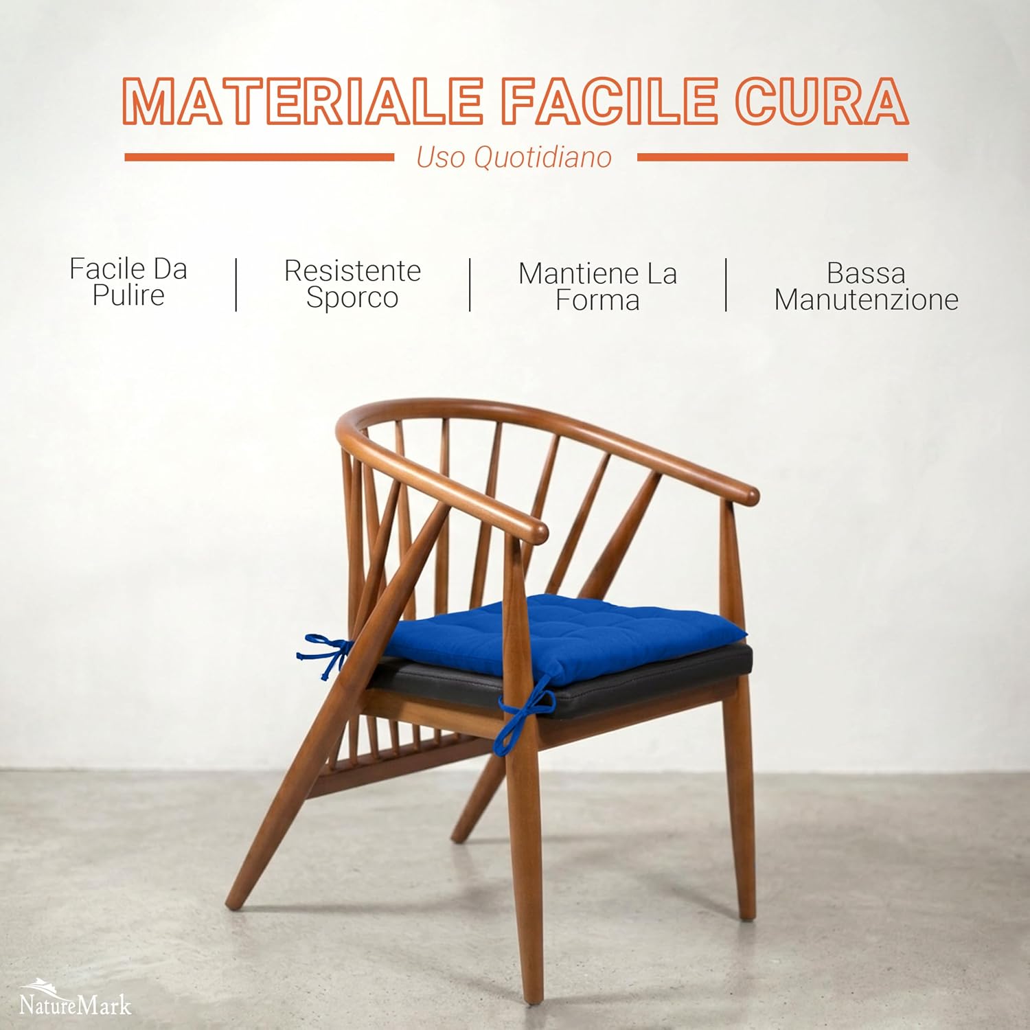 Detalle de NatureMark Set 8 Cuscini per Sedie 40x40 cm – Blu Reale