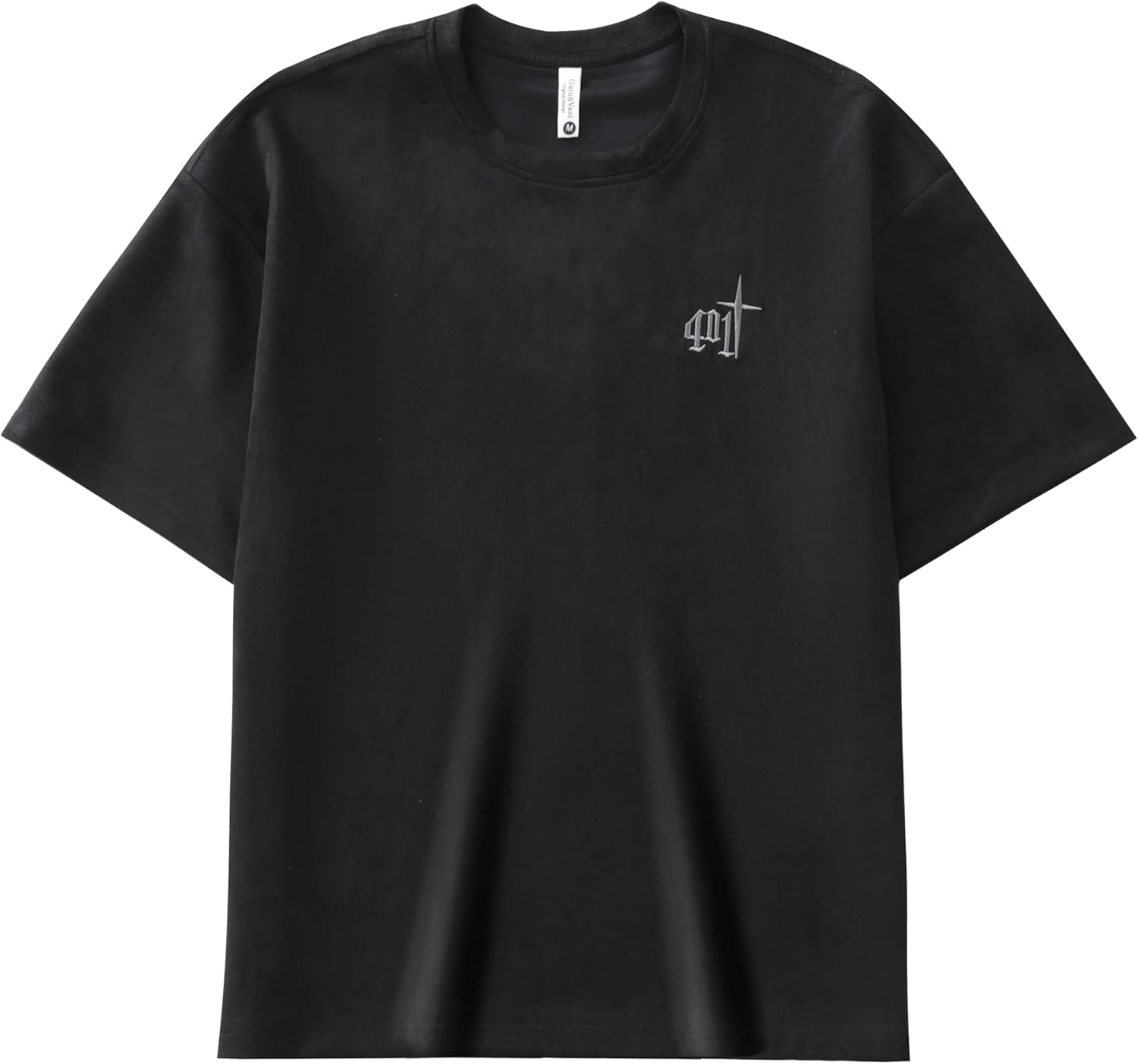 Thumbnail 1 de GURUNVANI Besticktes Herren-T-Shirt aus Wildlederimitat – Vintage Grafik, Rundhalsausschnitt, kurzärmelig