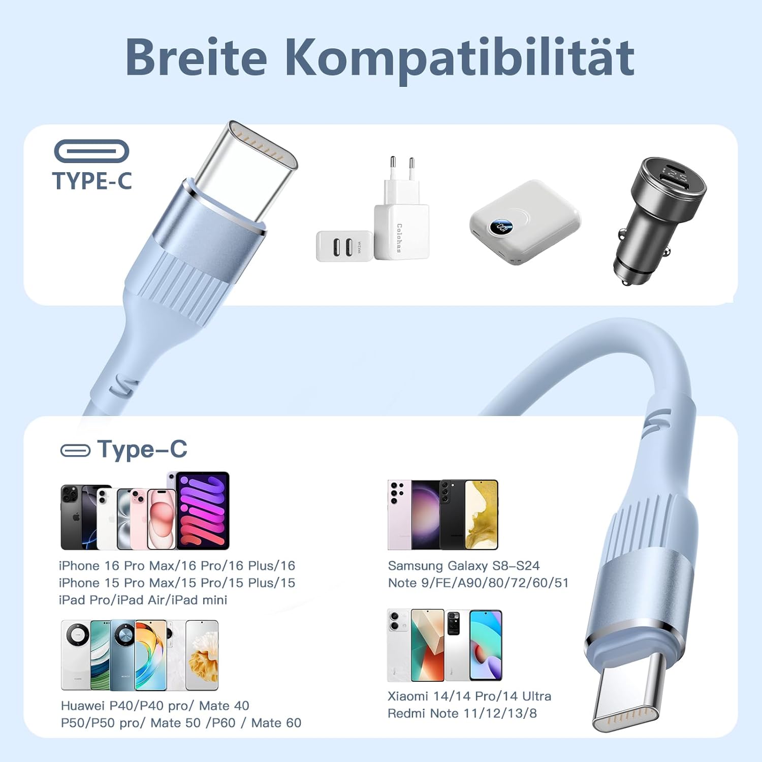 Thumbnail 4 de Nebite USB-C Charger Cable 60W 10FT (3 Pack) – USB-C to USB-C PD 3.0 Fast Charging