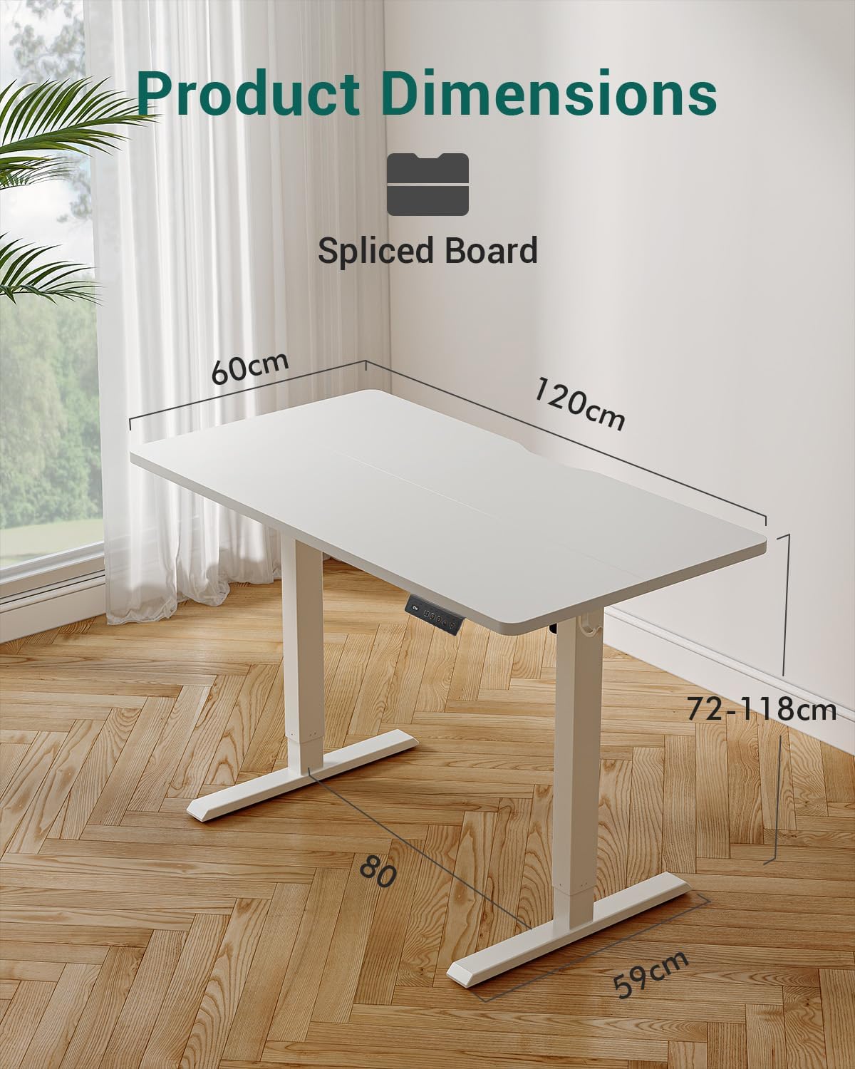 Detalle de FEZIBO One INCF-SD0001-120WHI-01 Electric Standing Desk, Moon White, 3 Presets