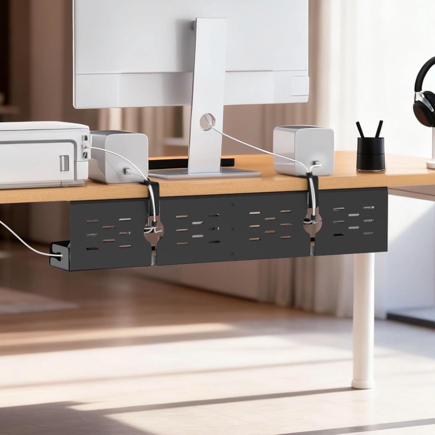 Thumbnail 5 de Univivi UN1450 Under Desk Cable Management Tray, 32-Inch Black Steel