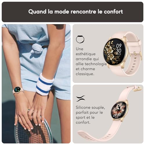 Detalle de AcclaFit Montre Connectée – 1,38'' ronde, 147+ modes sportifs, Appel Bluetooth, IP68
