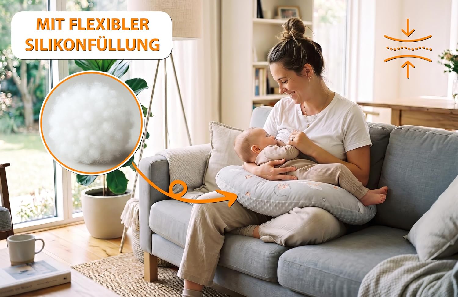 Thumbnail 3 de Totsy Baby Coussin Allaitement et Minky 130 cm – Coussin d’allaitement en forme de C, OEKO-TEX, fait main en UE