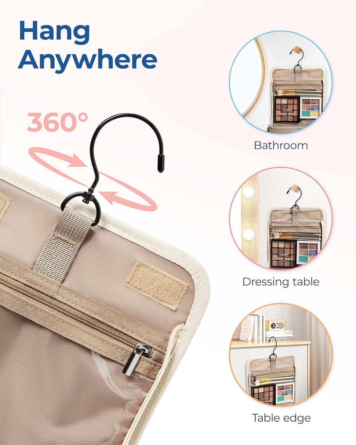 Thumbnail 5 de BAGSMART Travel Toiletry Bag, Large Capacity Hanging Cosmetic Organizer