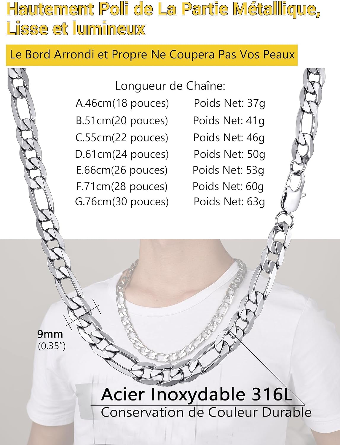 Thumbnail 4 de PROSTEEL Collier Figaro acier inoxydable