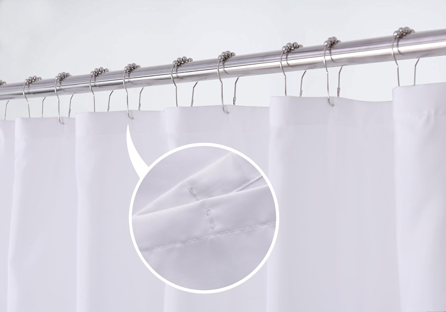 Detalle de N&Y HOME Fabric Shower Curtain Liner, 70 x 72-Inch Polyester with Magnets