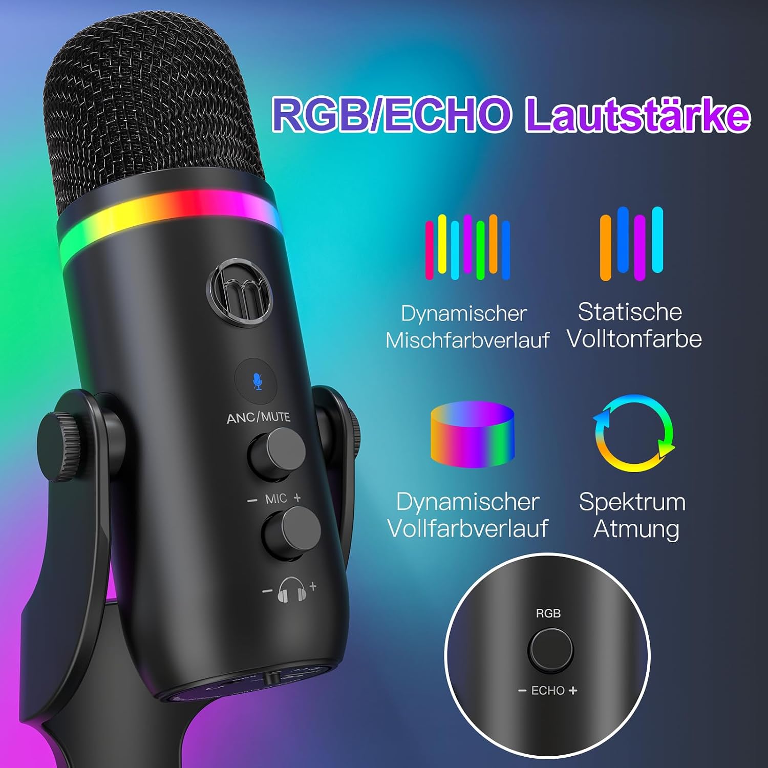 Detalle de Zealsound K66 Pro USB Kondensator-Mikrofon – Plug & Play für PC, Laptop, Gaming & Streaming