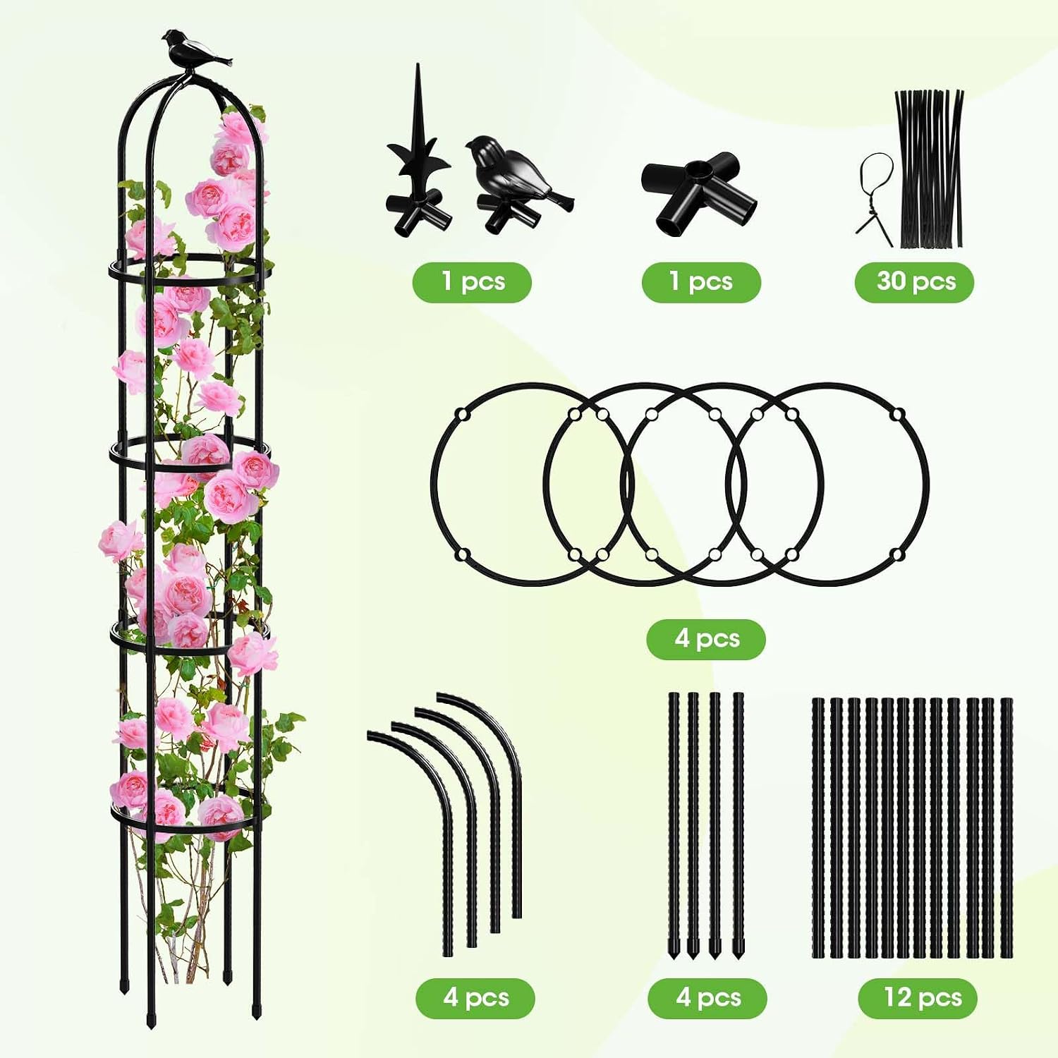 Thumbnail 6 de MYMULIKE Trellis for Climbing Plants, 192x30cm Garden Obelisk – Rustproof Metal with Plastic Coating