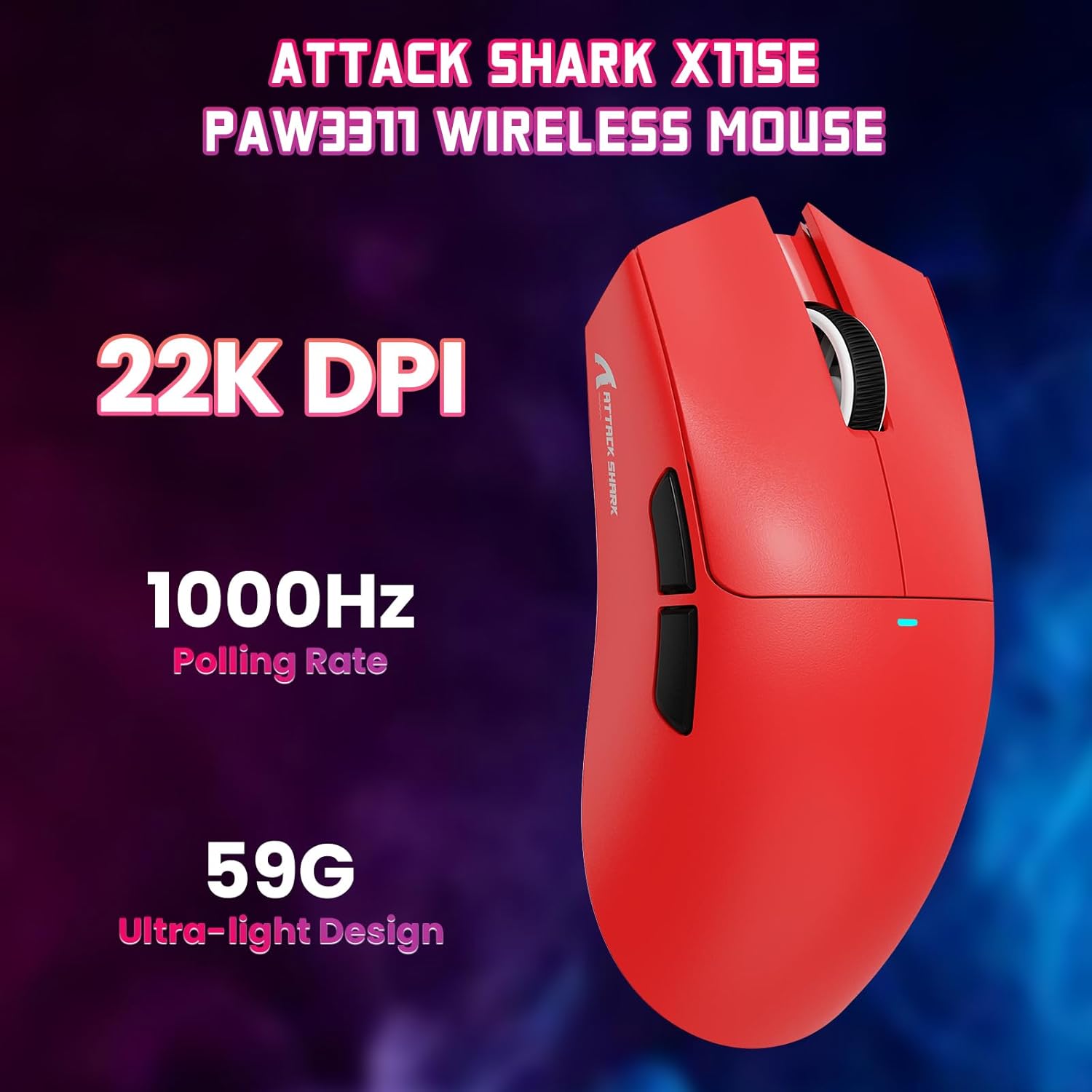 Thumbnail 1 de ATTACK SHARK X11 SE Mouse Gaming Wireless con 3 modalità BT/2.4G/Cavo, sensore PixArt PAW3311 e 22000 DPI
