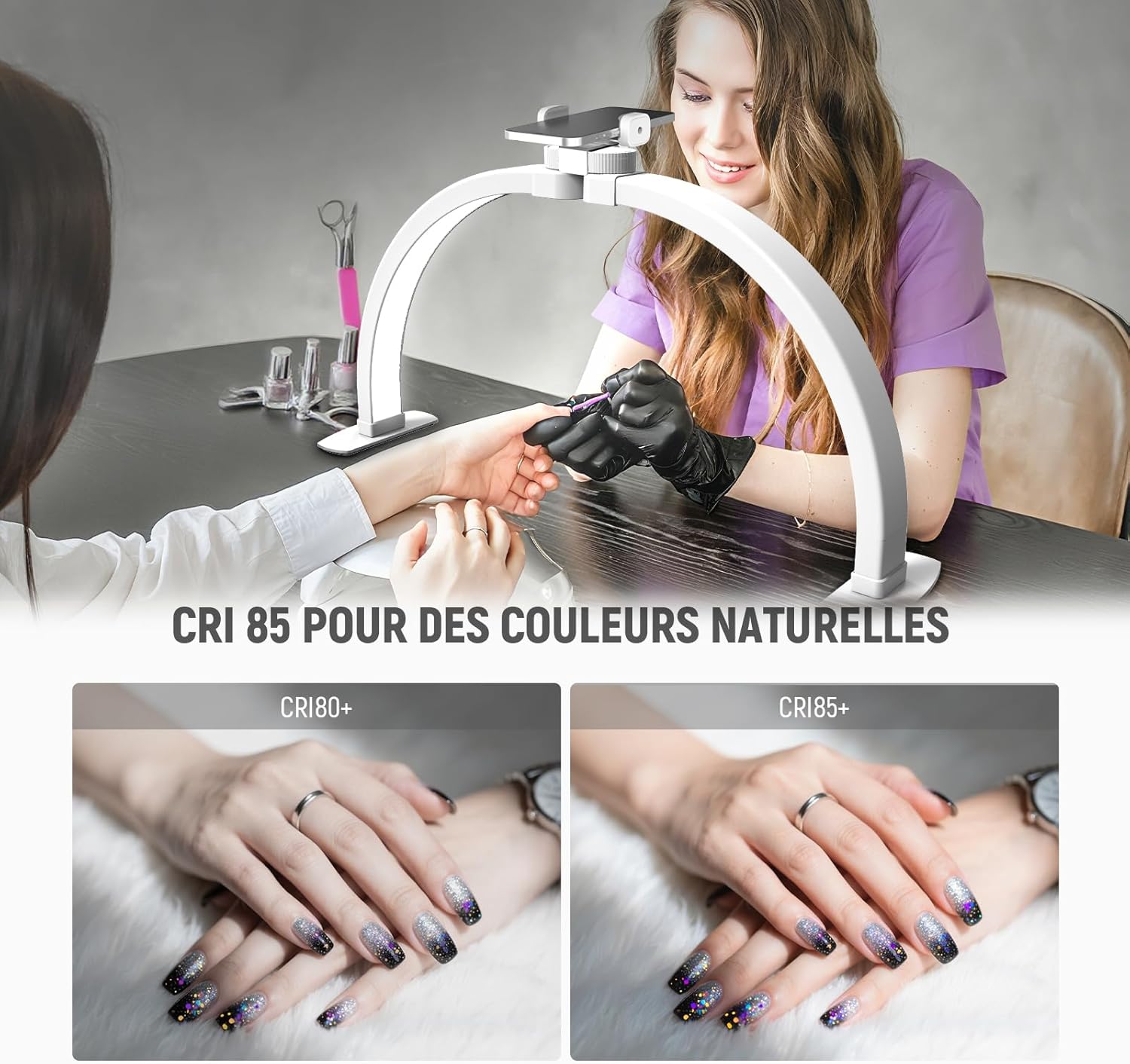 Thumbnail 5 de NEEWER Basics HM04-D lampe à ongles demi-lune 58 cm, 308 LED bi-color 28W pliable