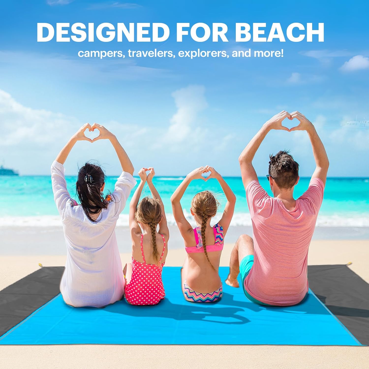 Thumbnail 6 de EASYFUN Sandproof Oversized Beach Blanket (79×83 in) — Portable Water-Resistant Beach Mat for Families