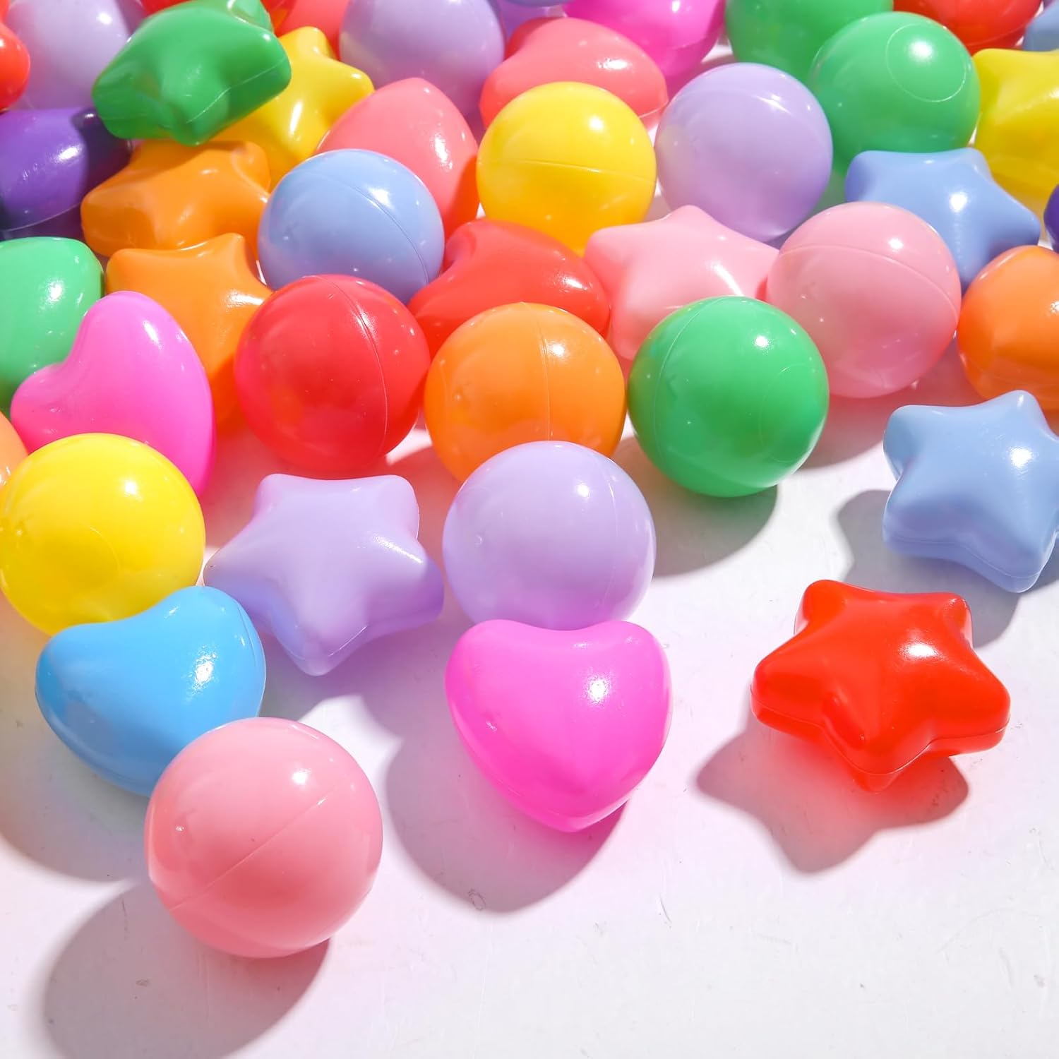 Detalle 2 de Heopeis Ball Pit Balls Pack (100/200/500) – Star & Round, BPA Free, Non-Toxic Empty-Cavity Play Balls for Toddlers