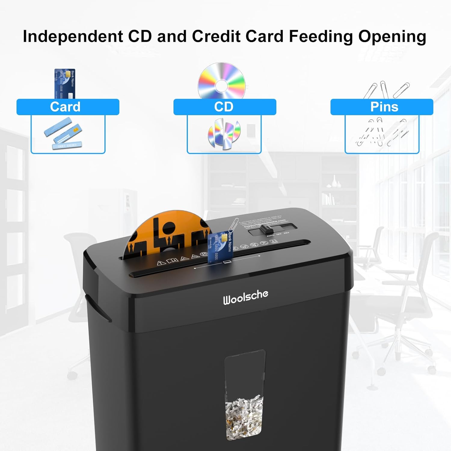 Detalle de Paper Shredder for Home: 10-Sheet Cross Cut, 13L Basket, P-4 Security