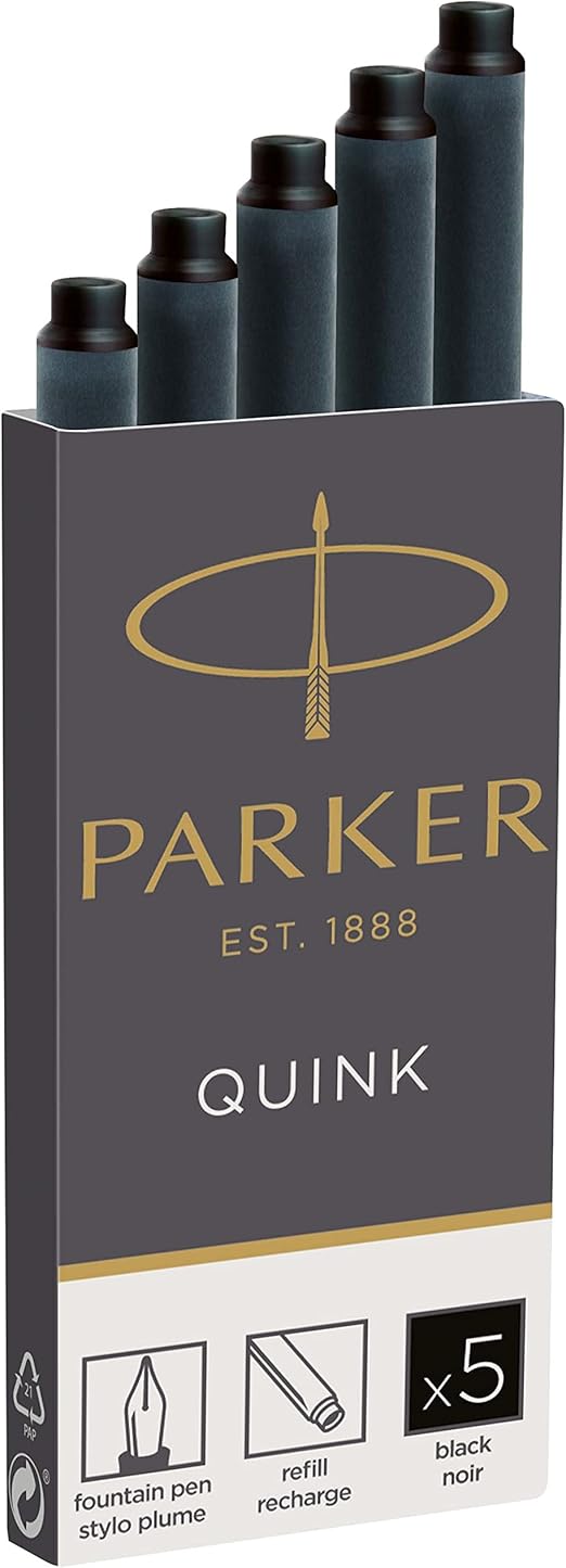 Parker QUINK Cartuchos de tinta negra para pluma | 5u 🖊️