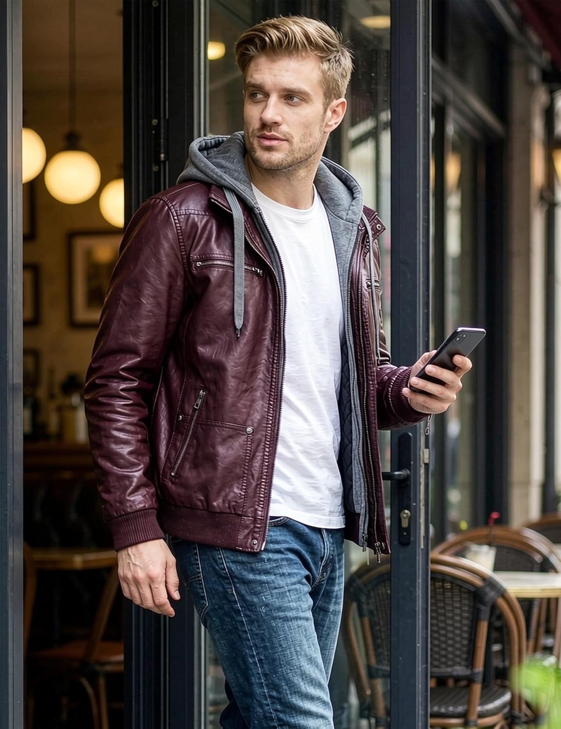 Detalle de wantdo Men's Faux Leather Jacket