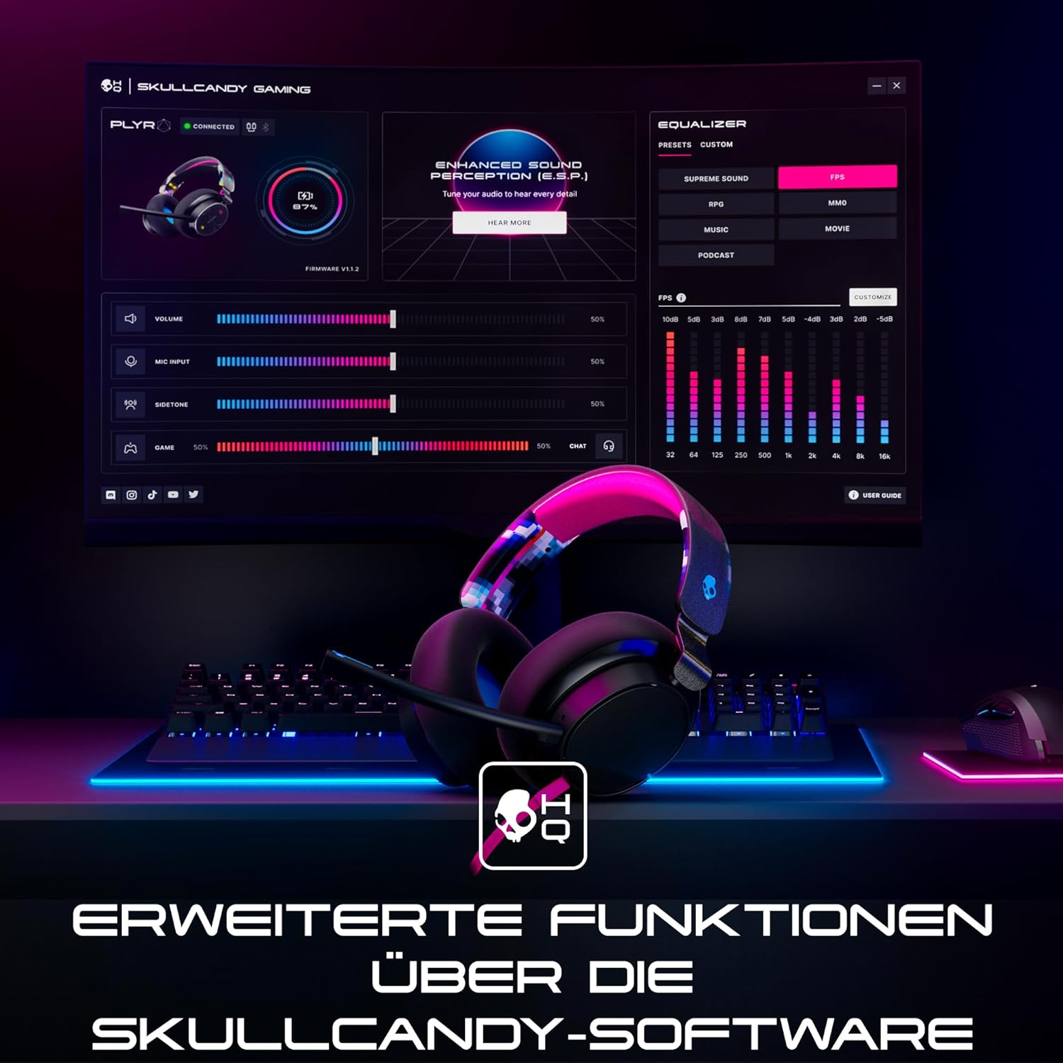 Thumbnail 4 de Skullcandy SLYR Pro kabelgebundenes Gaming-Headset (Multi-Platform) mit KI-Mikro – Schwarz