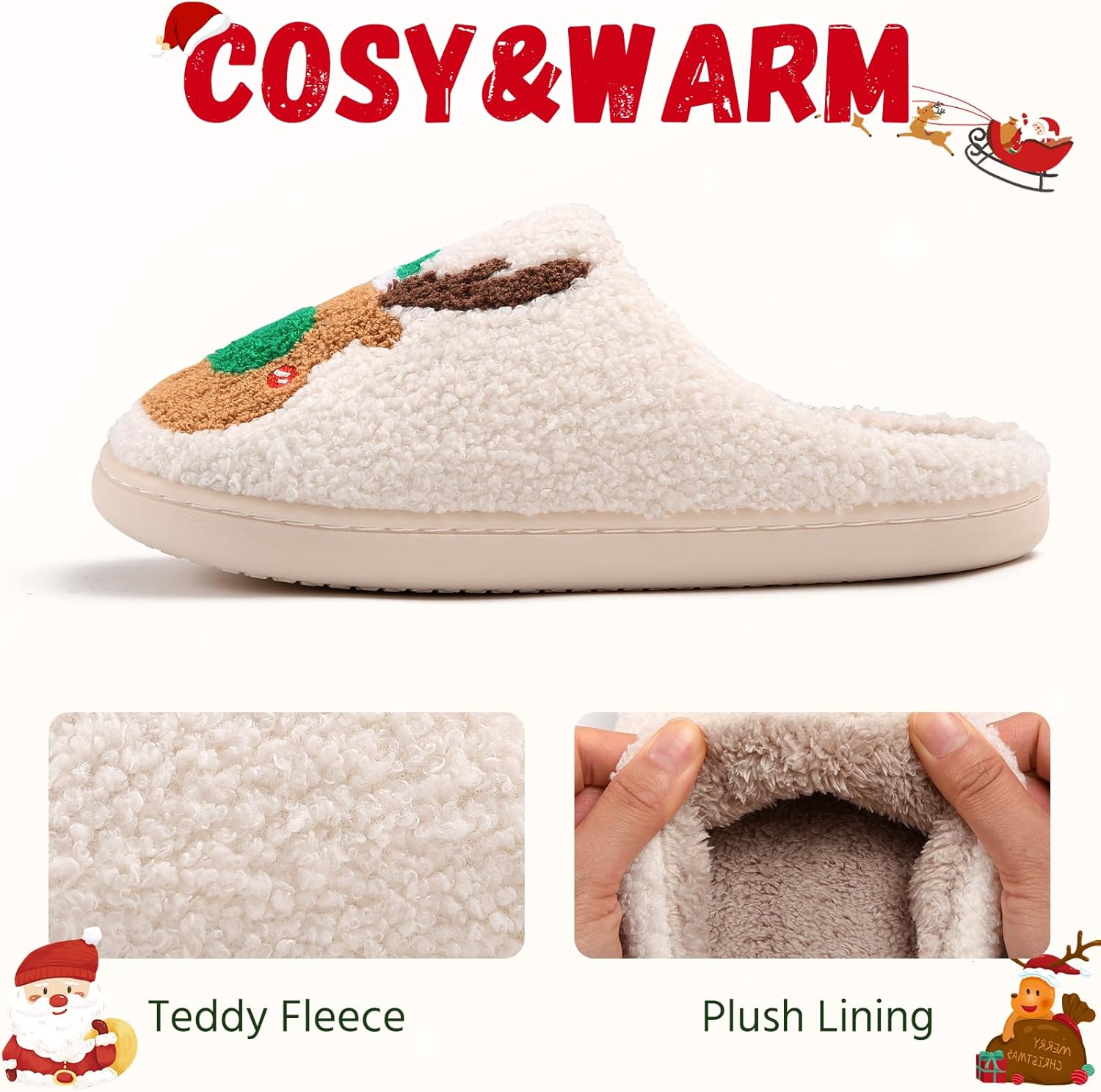 Thumbnail 2 de Xnova Weihnachts Hausschuhe Winter Plüsch – Unisex Kuschelige Anti‑Rutsch Pantoffeln