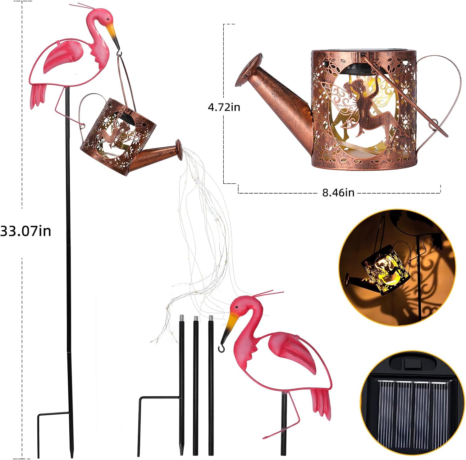 Thumbnail 4 de Tremdwoto Solar Watering Can Lights (Flamingo) – Outdoor Solar Garden Decor With Auto Night Sensor