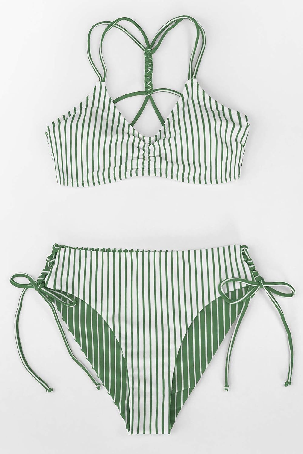 Thumbnail 5 de CUPSHE Bikini Laçage Rayures Marine Blanc 2 Pièces