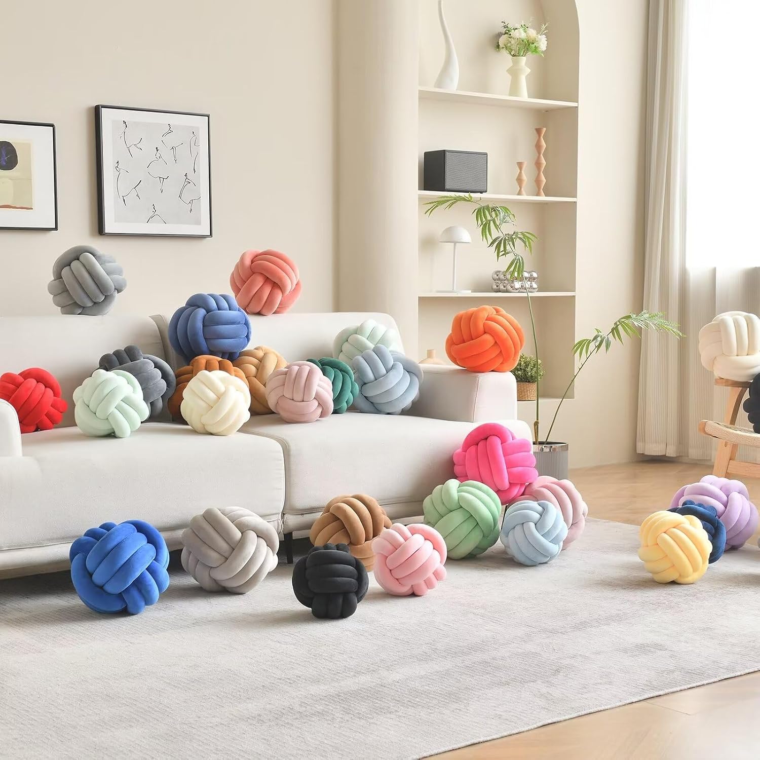 Thumbnail 6 de LUSJNGE Knot Pillow Ball 11-inch velvet cushion ๐