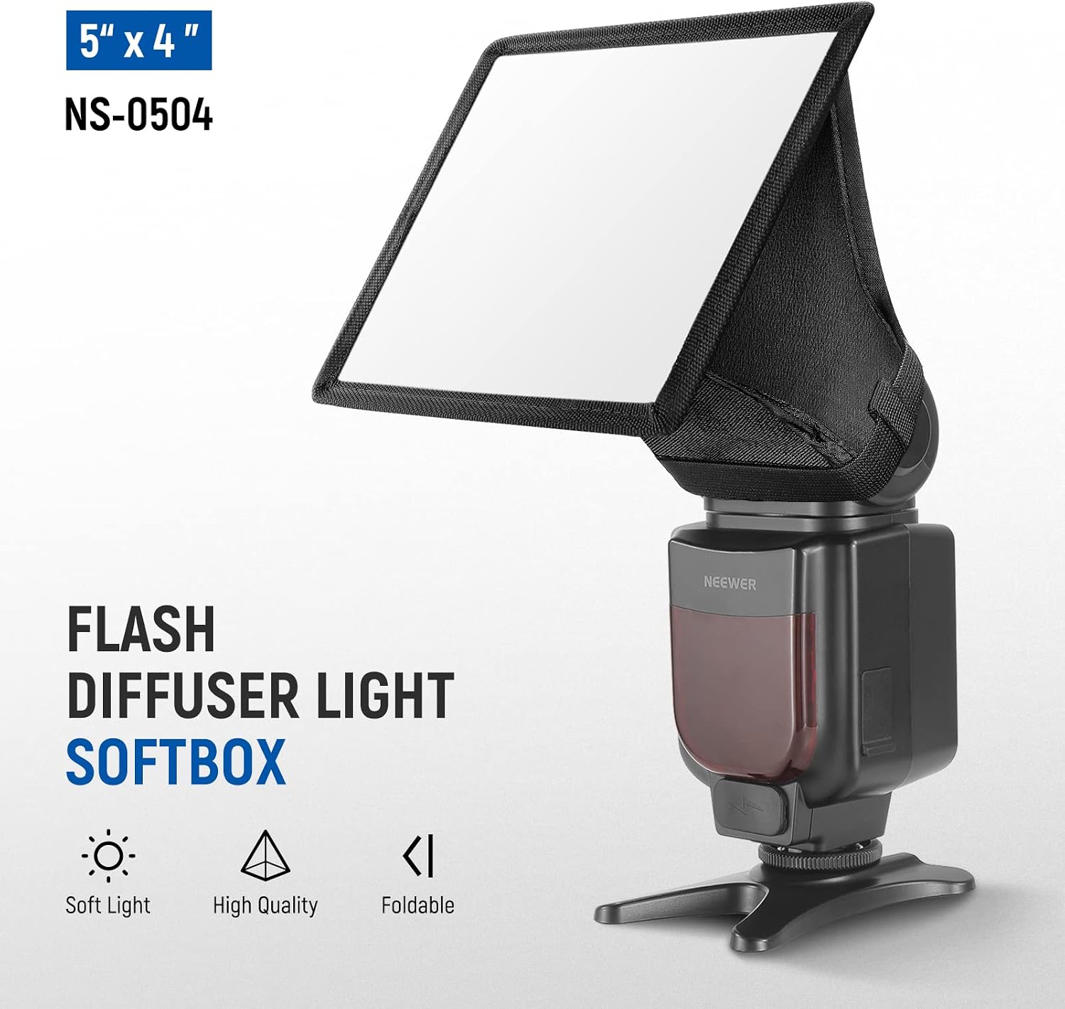 Thumbnail 1 de NEEWER Blitzdiffusor Licht Softbox 5" x 4" – Universal, faltbar mit Tasche (Kompatibel mit Canon/Nikon/Sony u. a.)
