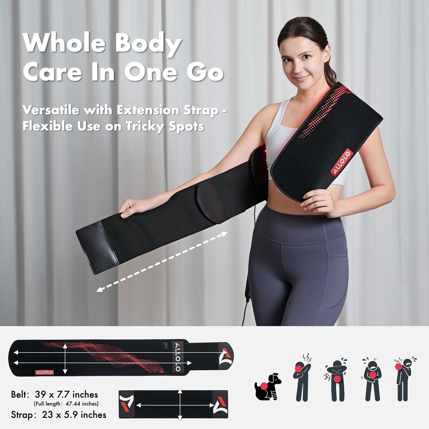 Thumbnail 4 de ALLOLO 3-in-1 Red Light Therapy Belt: 660nm Red + 850nm Infrared, Large 39" x 7.7" Coverage