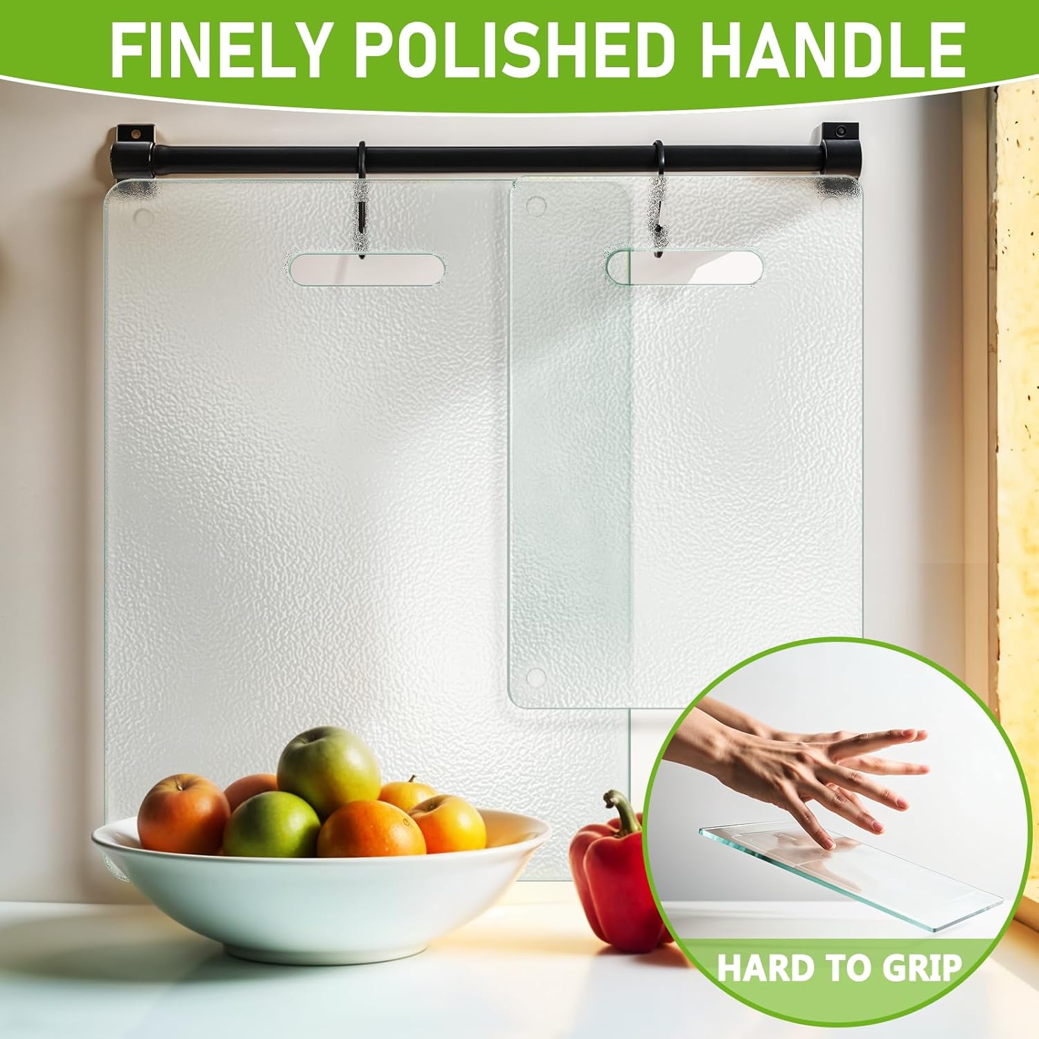 Thumbnail 1 de Tempered Glass Cutting Board Set (2-Pack) — 16x12 and 12x8 with Handles