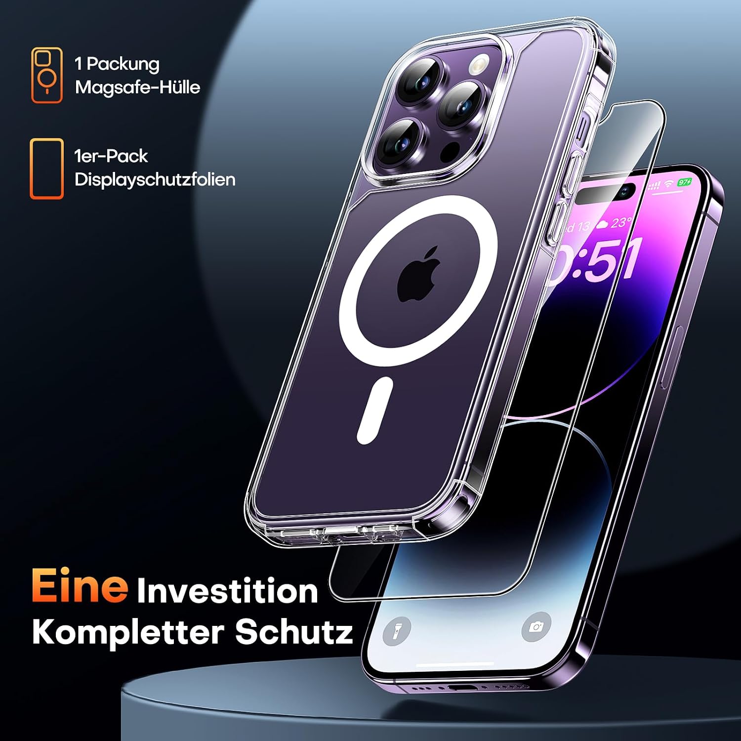 Detalle 2 de TAURI iPhone 14 Pro Hülle 6,1" transparent