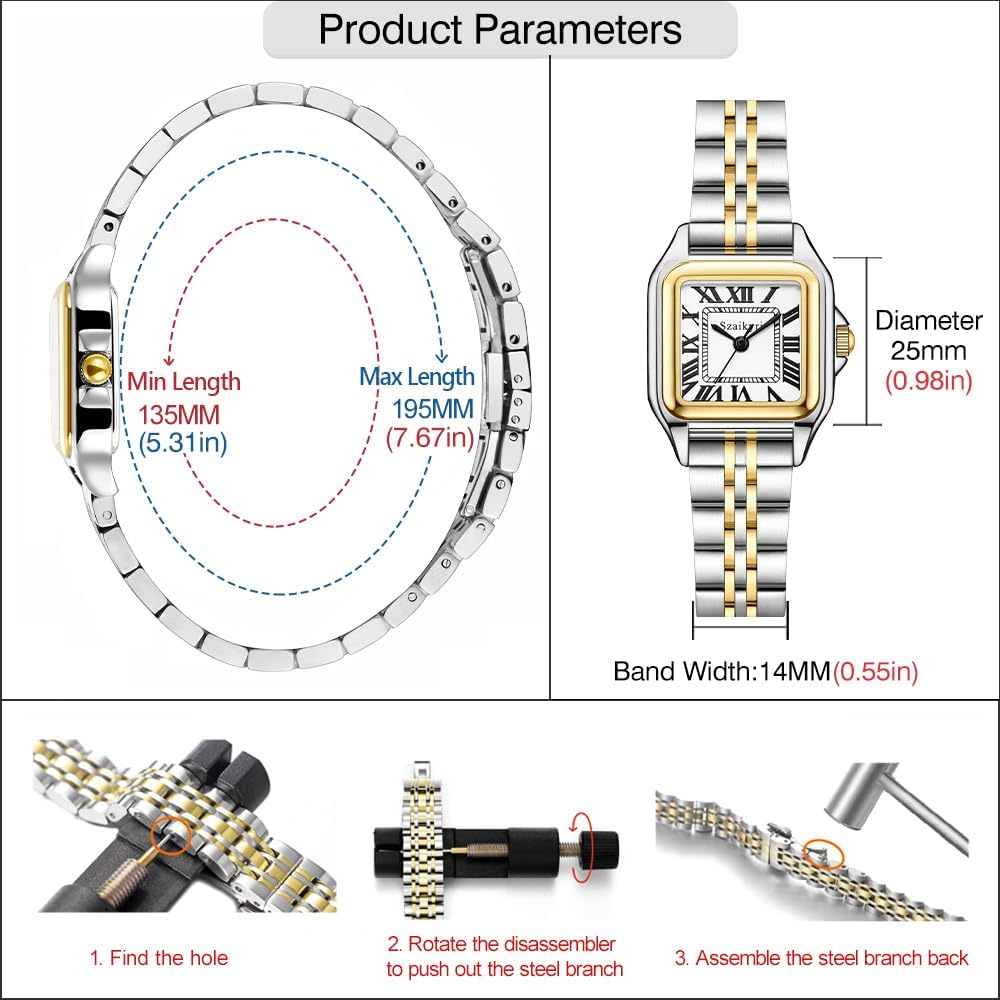 Detalle de Montre Szaikyri Classique Carrée pour femme à chiffres romains