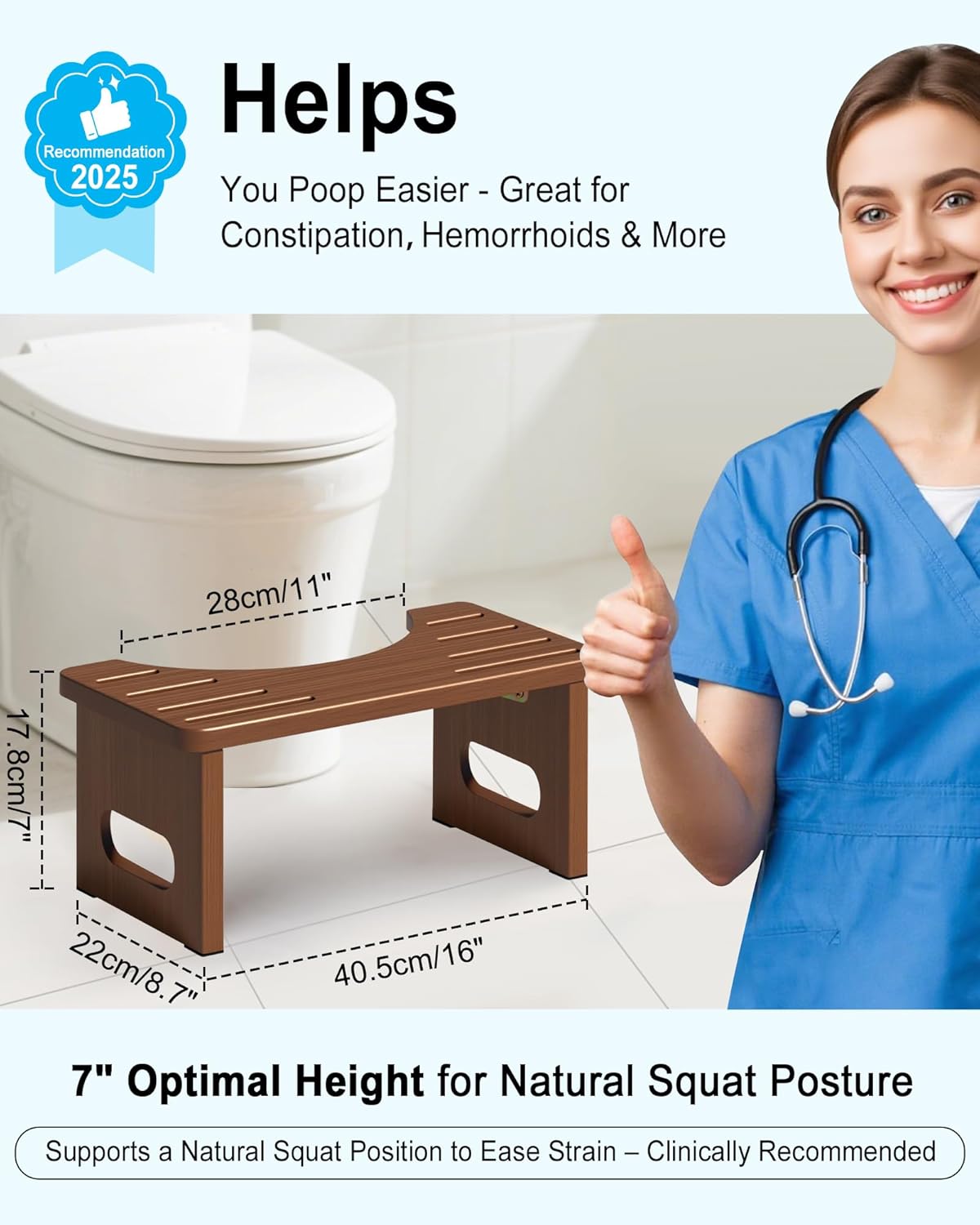 Thumbnail 6 de Toilettenhocker Holz – Klappbarer WC-Hocker für Erwachsene, Braun (Bambus)