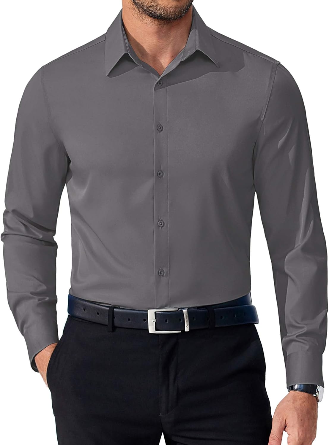 Detalle de COOFANDY Mens Dress Shirt Regular Fit Long Sleeve đ