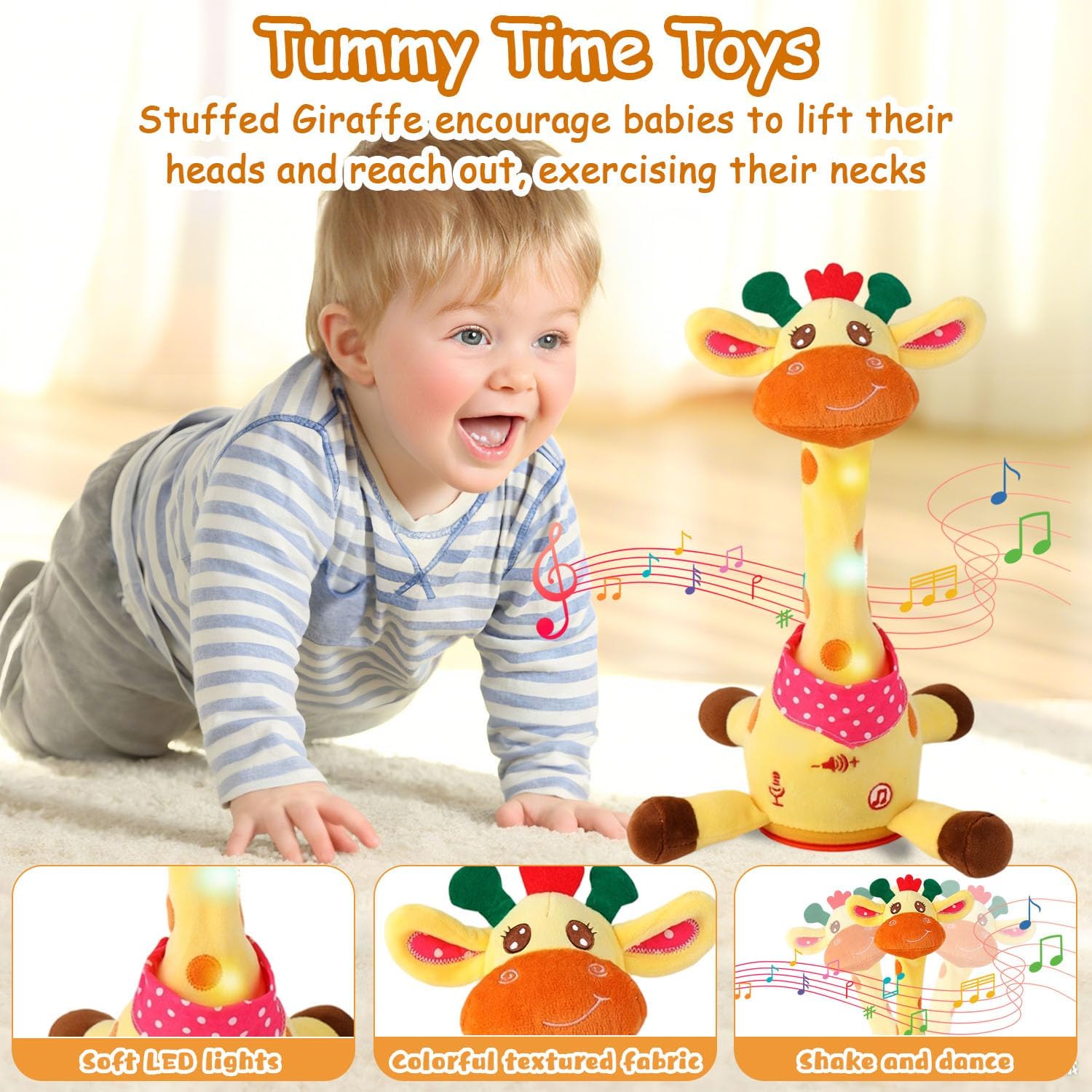 Thumbnail 3 de Dancing Talking Musical Giraffe Toy (Tummy Time) with Adjustable Volume, LED Lights & 10 Songs