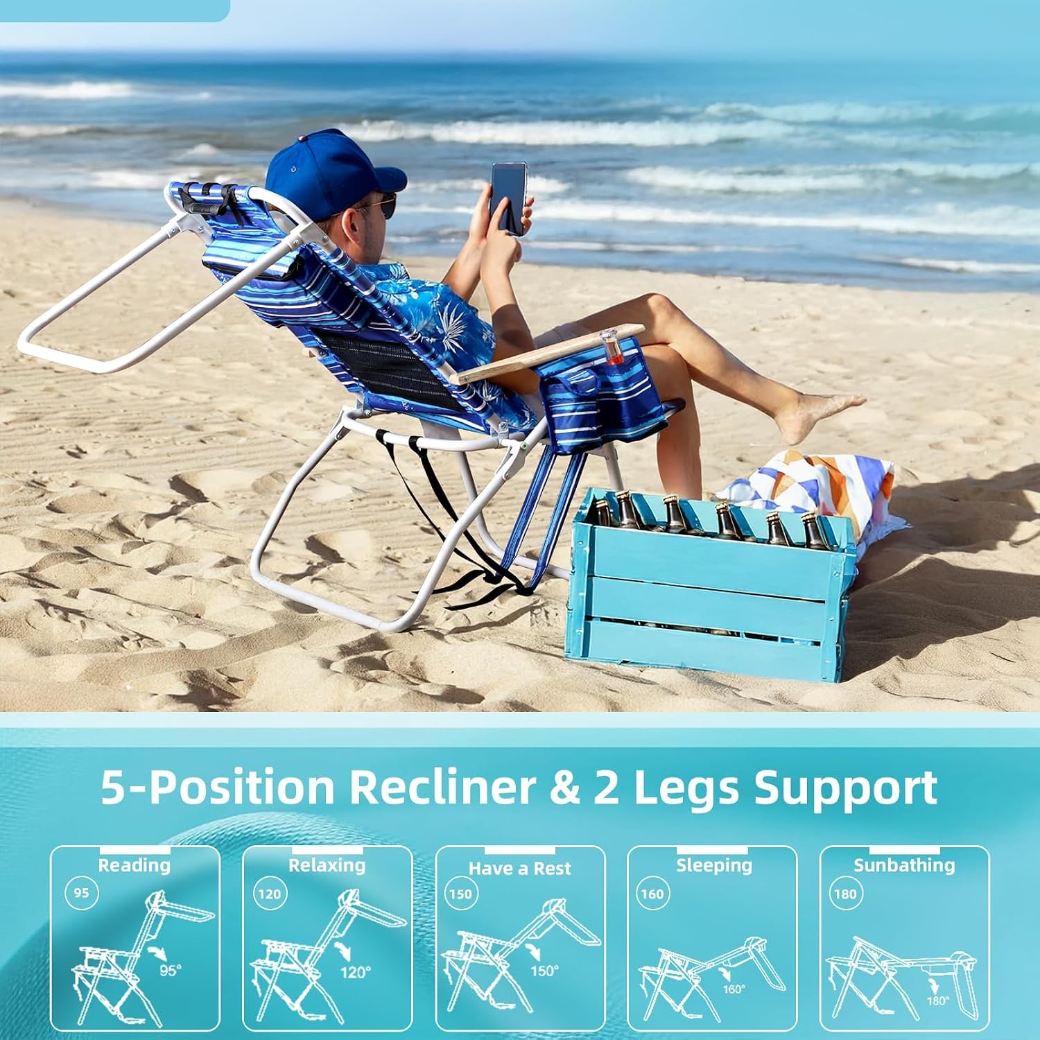 Thumbnail 4 de Yestomo High Beach Chair 17" Seat Height
