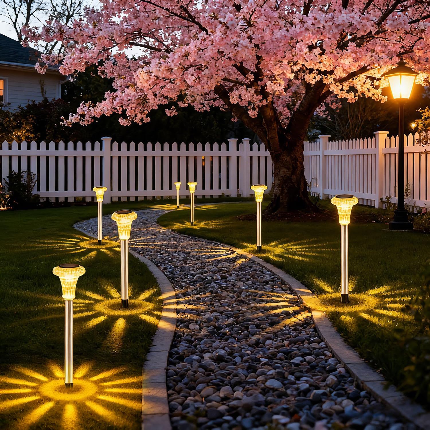 Detalle 1 de Anmossi DC-CP101 solarlampen voor tuinpaden, set van 6, warm wit, IP65