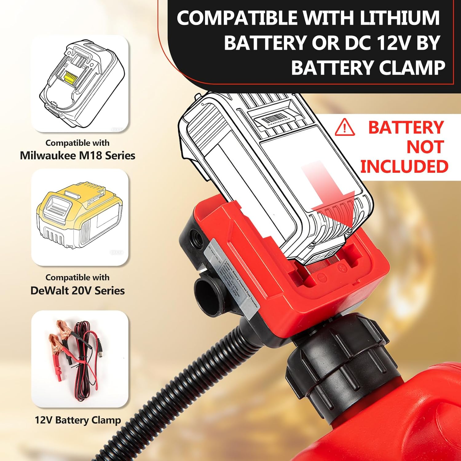 Thumbnail 4 de Vierkate 5GPM Cordless Fuel Transfer Pump with Auto-Stop & Hand Nozzle
