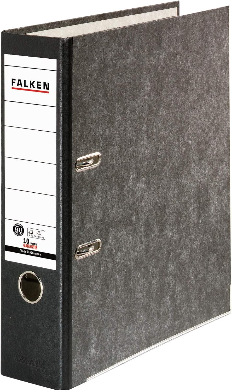 Detalle de Raccoglitori Falken in materiale riciclato da 20 pezzi, DIN A4, dorso 8 cm, effetto marmorizzato blu con protezione CO2 neutra
