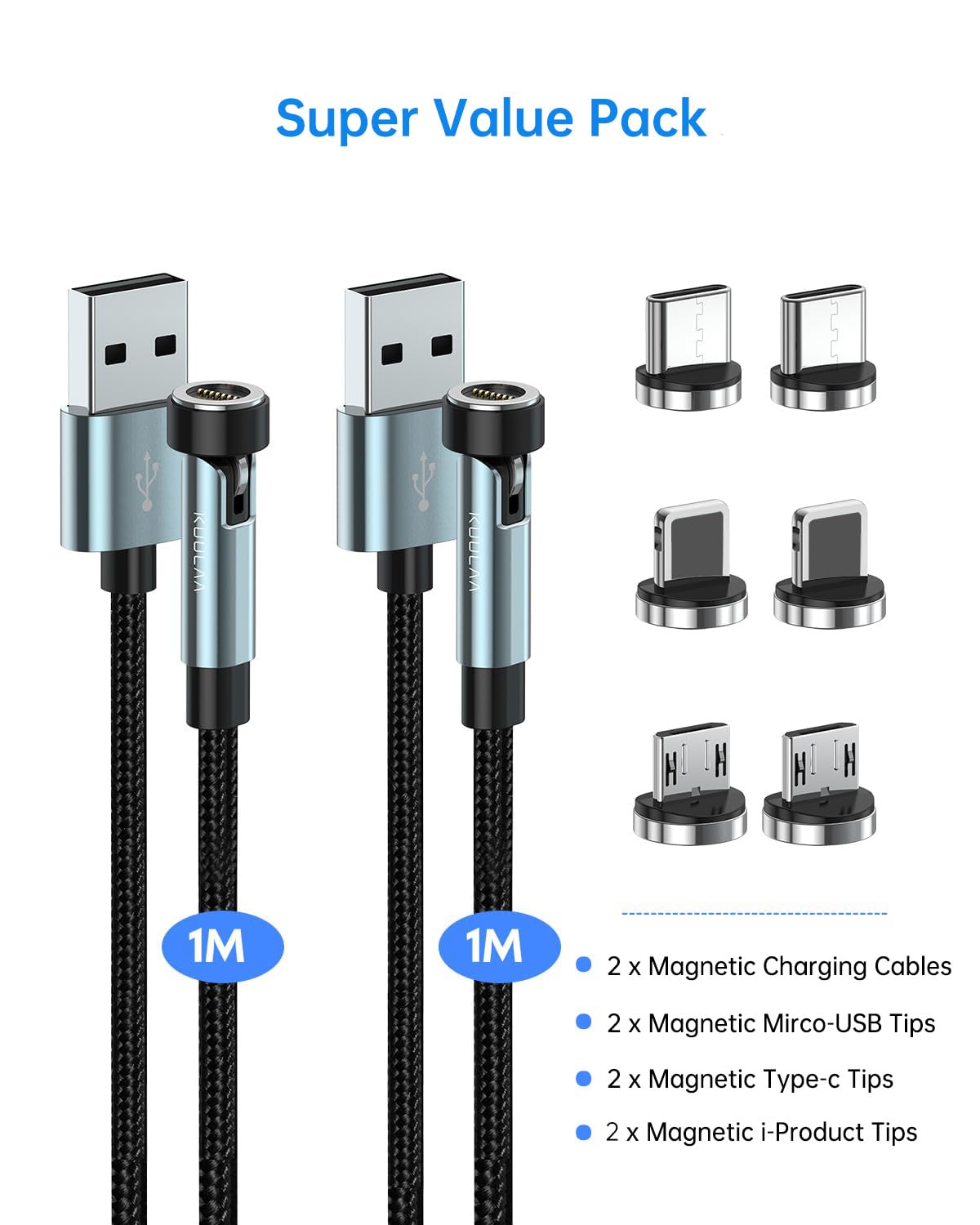 Thumbnail 6 de Kuulaa 3‑in‑1 Magnet Ladekabel 2er Set