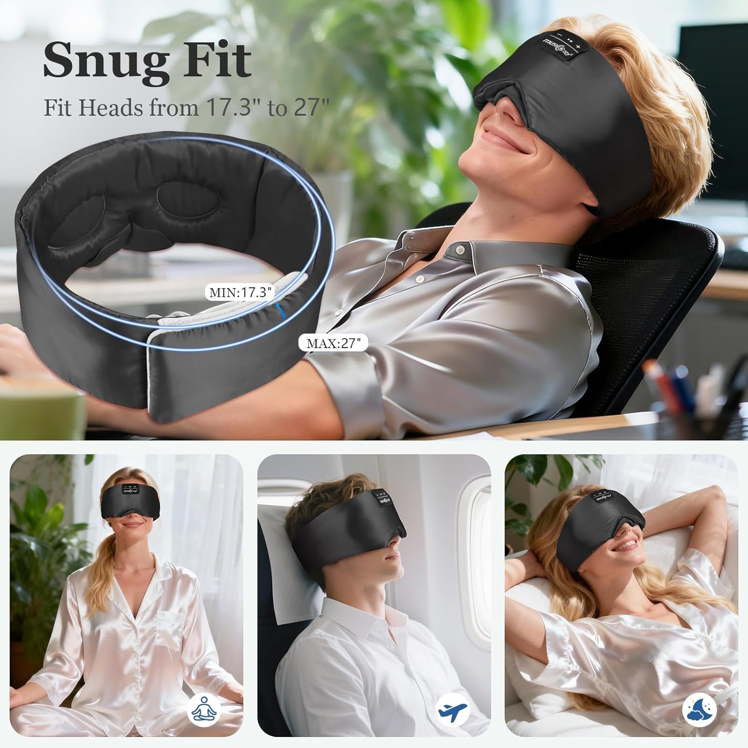Thumbnail 6 de MUSICOZY sleep mask headphones 3D silk