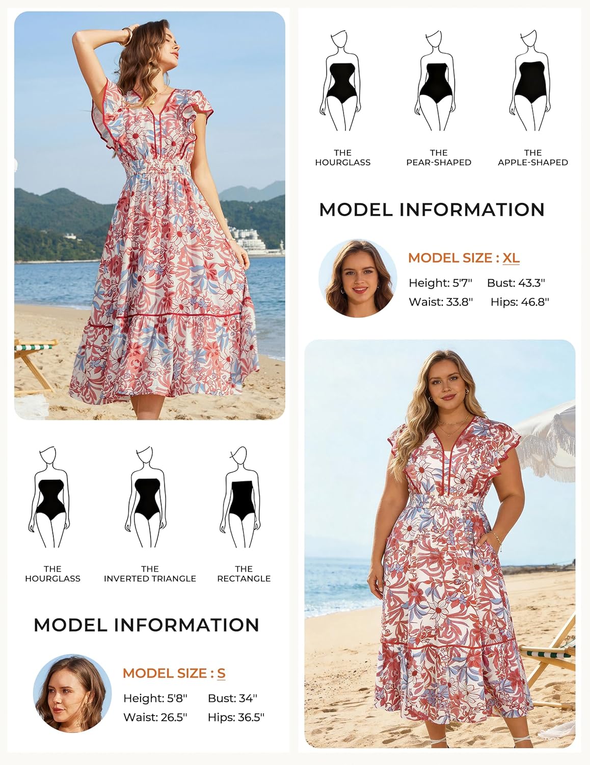 Detalle de GRACE KARIN Robe florale à manches courtes et volants pour femme — Élégance légère et confort