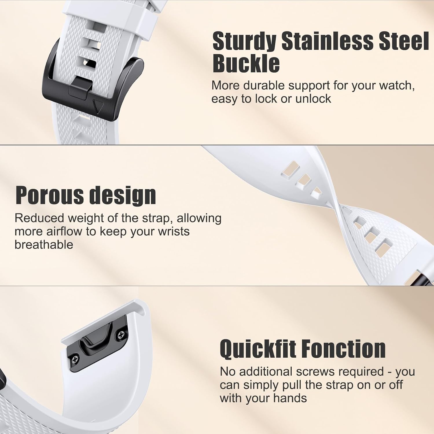 Thumbnail 1 de NotoCity 22mm Quickfit Silicone Watch Strap for Garmin Fenix 6/7/5/8 and More