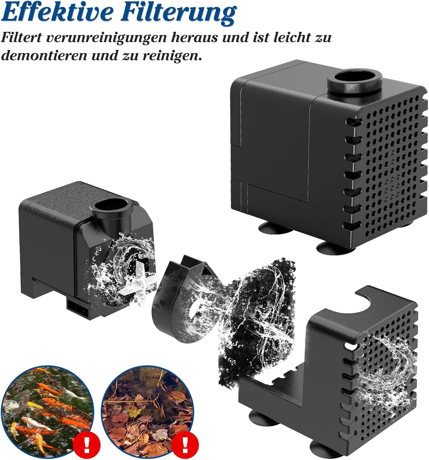 Detalle de AMZtime Solar Springbrunnen Außen 10W – Verstellbarer Ständer, 4 Düsen, Teichpumpe für Garten