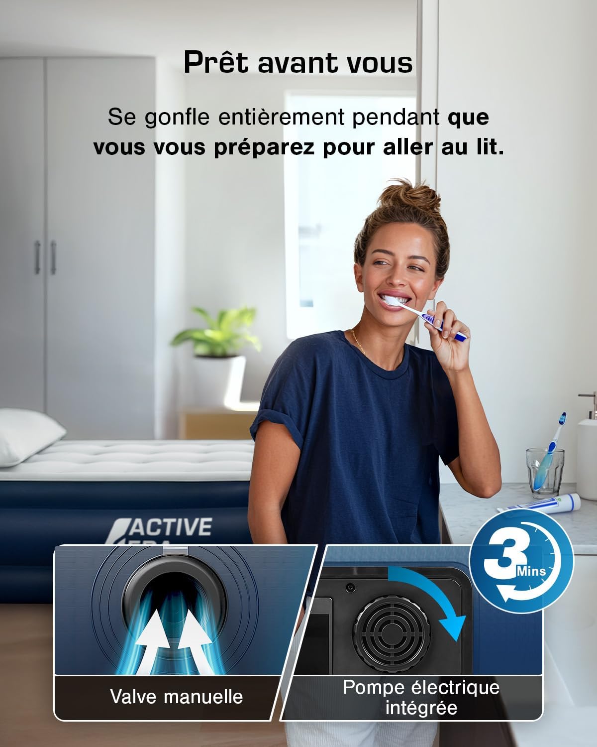 Thumbnail 3 de Active Era Matelas gonflable 1 place 99×188×36,5 cm – Confort Max avec pompe électrique intégrée