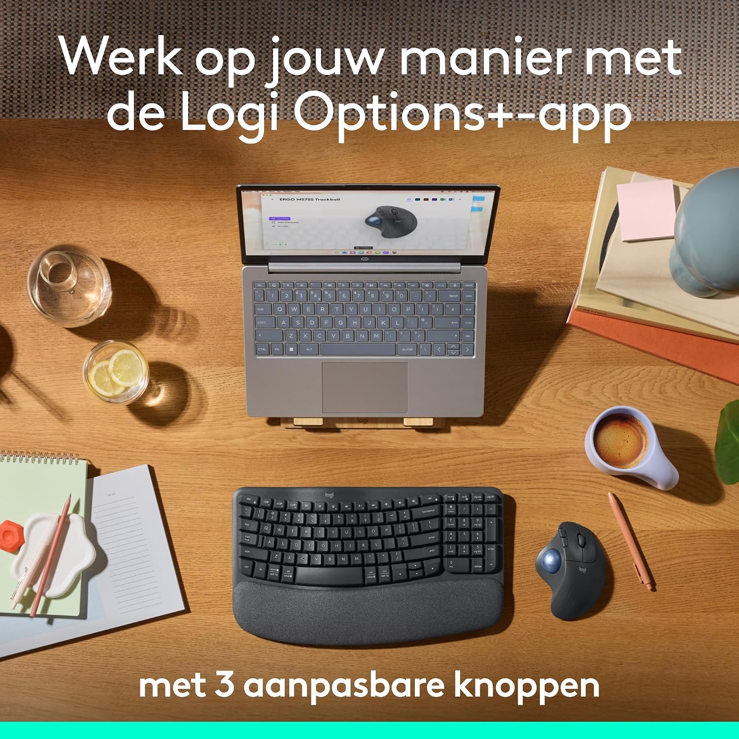 Detalle de Logitech ERGO M575S 910-007029 draadloze trackballmuis met Bluetooth en Logi Bolt
