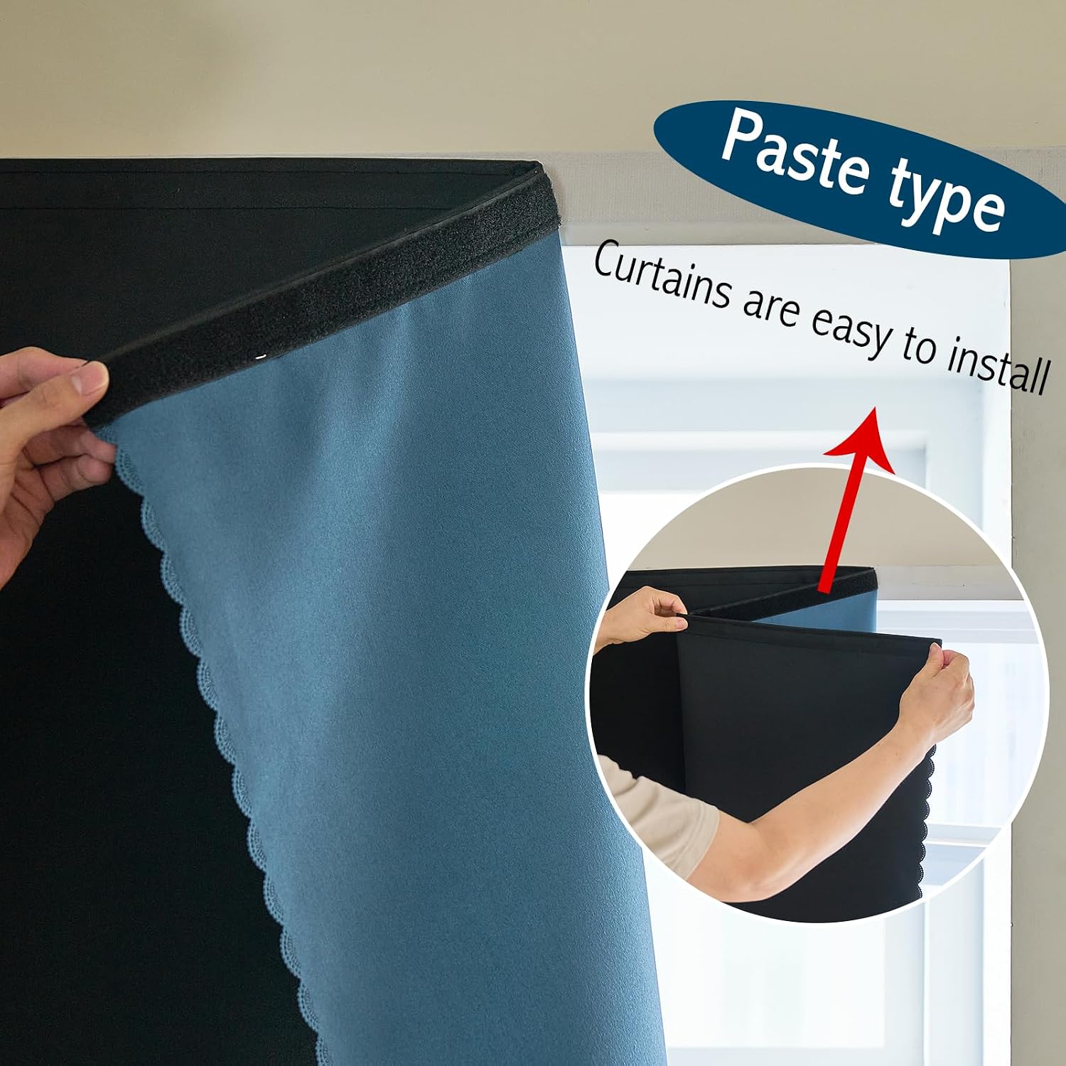 Thumbnail 4 de AJAZZ Self Adhesive Curtains 100% Blackout Shades – 59" W x 96" L, Black, 1 Panel