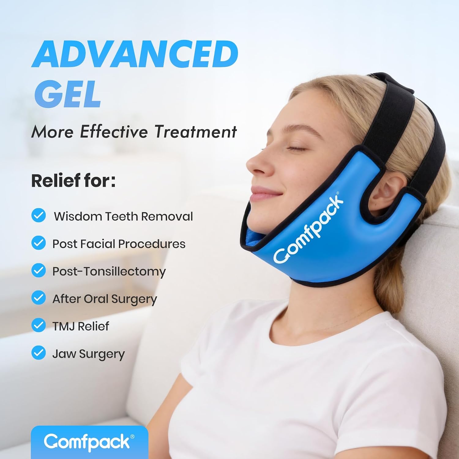 Detalle de Comfpack Jaw Ice Pack Wrap, 34 × 13 cm