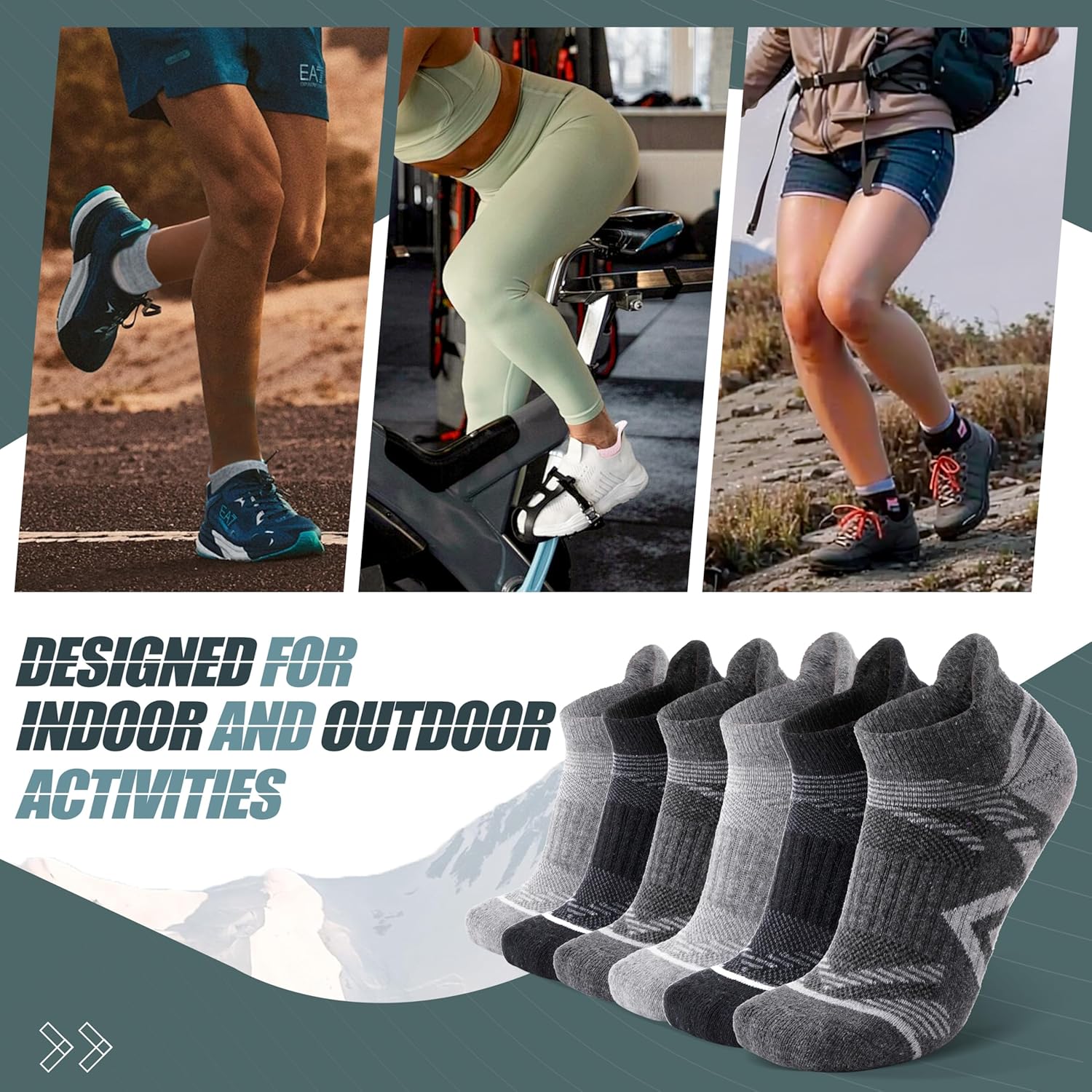 Thumbnail 5 de ANTSANG Merino Wool Ankle Hiking Socks, 6 Pairs