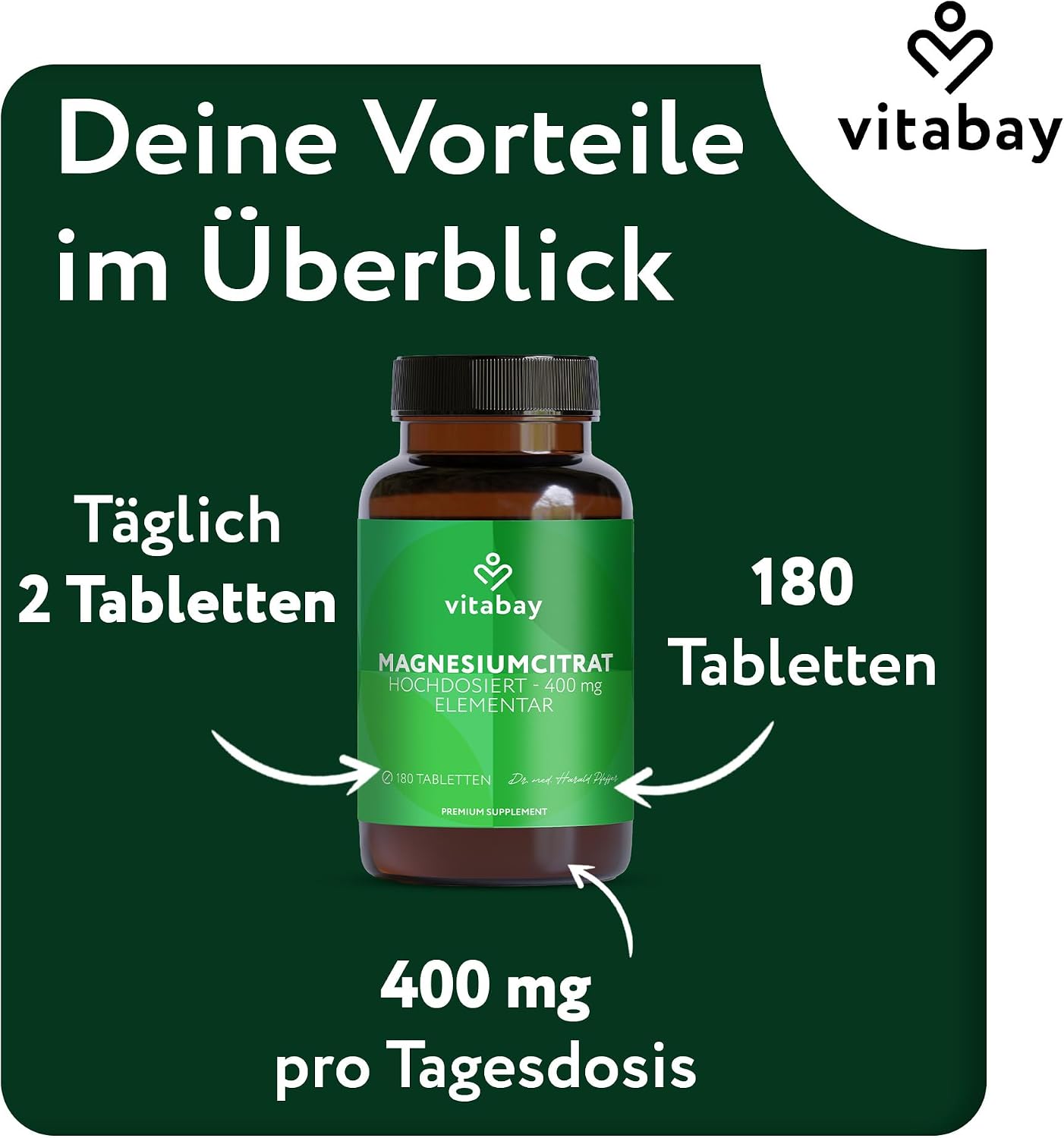 Thumbnail 5 de Vitabay Magnesiumcitrat 180 Tabletten 400 mg